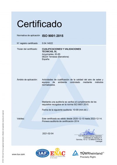 Certificado iso calidad del aire